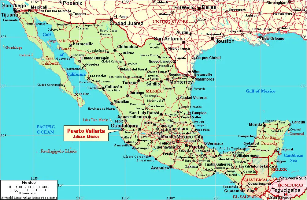 Road Map And Cities Of Mexico