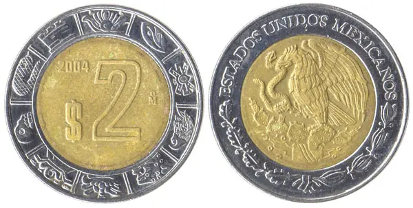 Mexican 2 peso coin