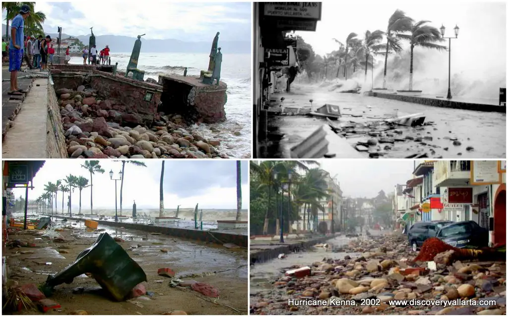 Huracán Kenna en 2002 dañó severamente el Malecón de Puerto Vallarta