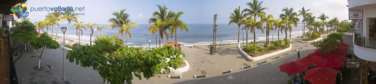 Puerto Vallarta Malecon as seen from Bar Oceano in the downtown area