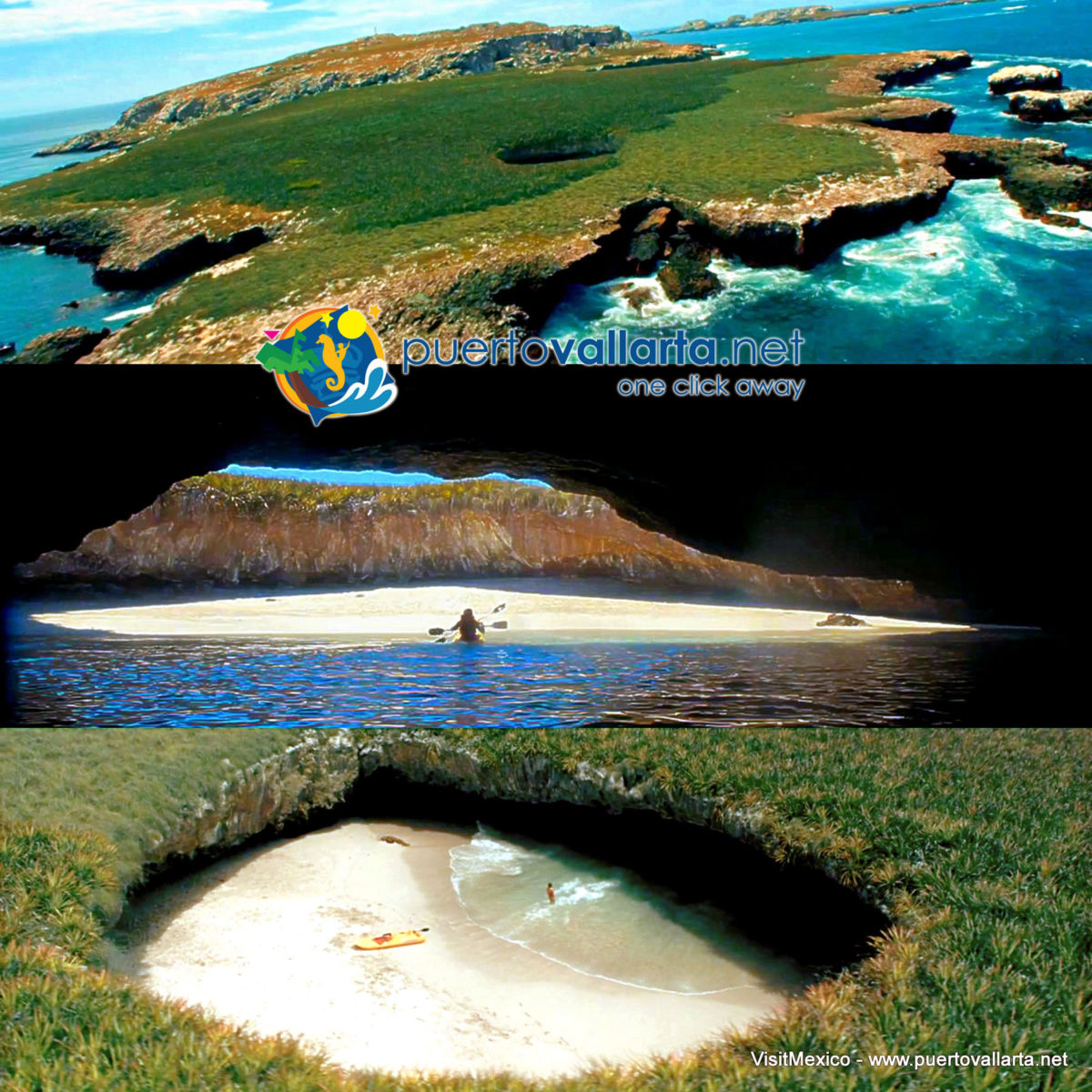 The Marieta Islands, the hidden beach, aerial views