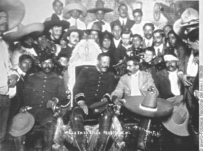 Pancho Villa, on the presidential seat