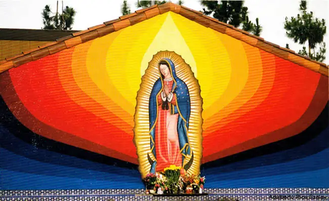 La Guadalupana on a Chicano mural in East L.A.