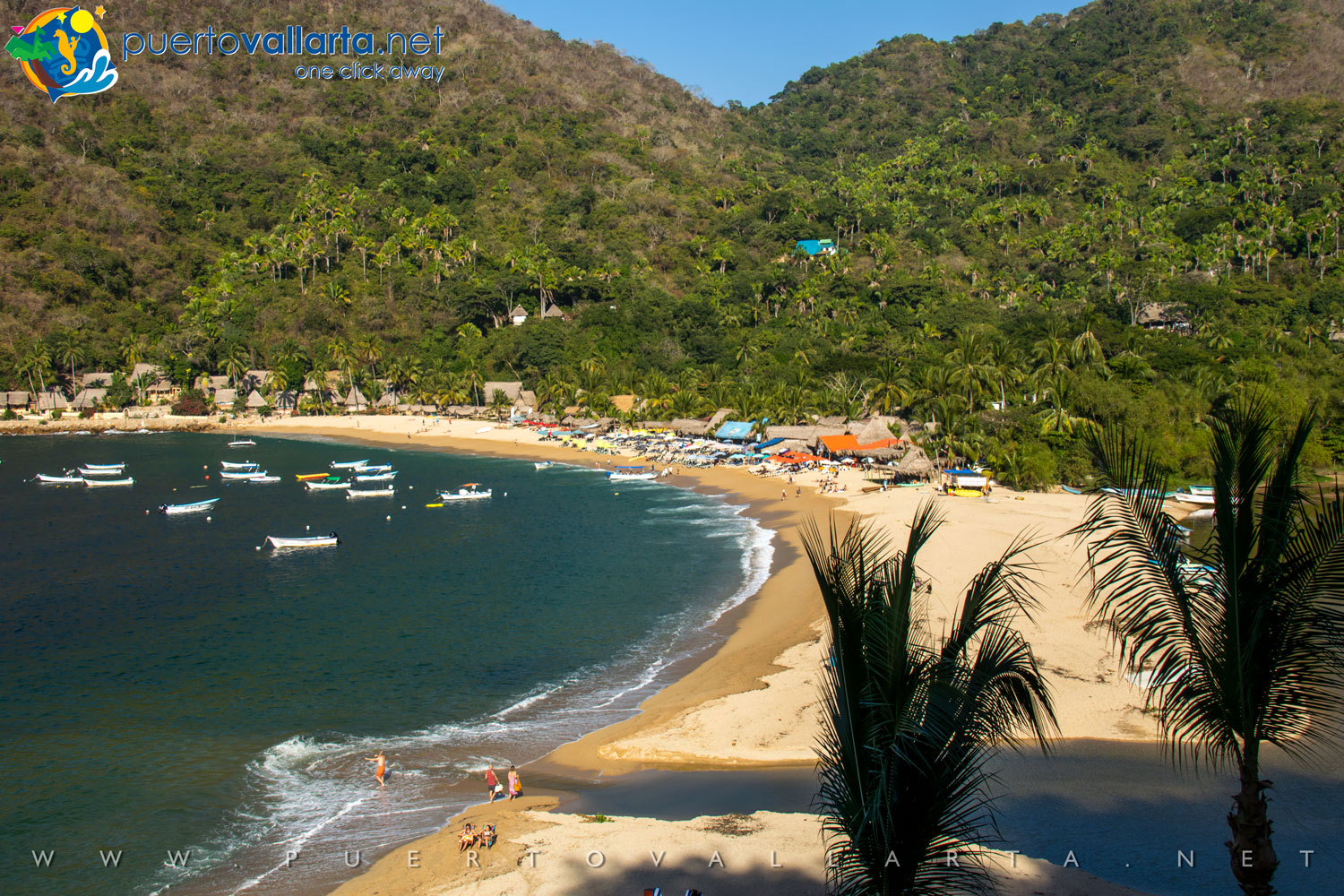 Panoramic view, Yelapa main beach, Jalisco, Mexico