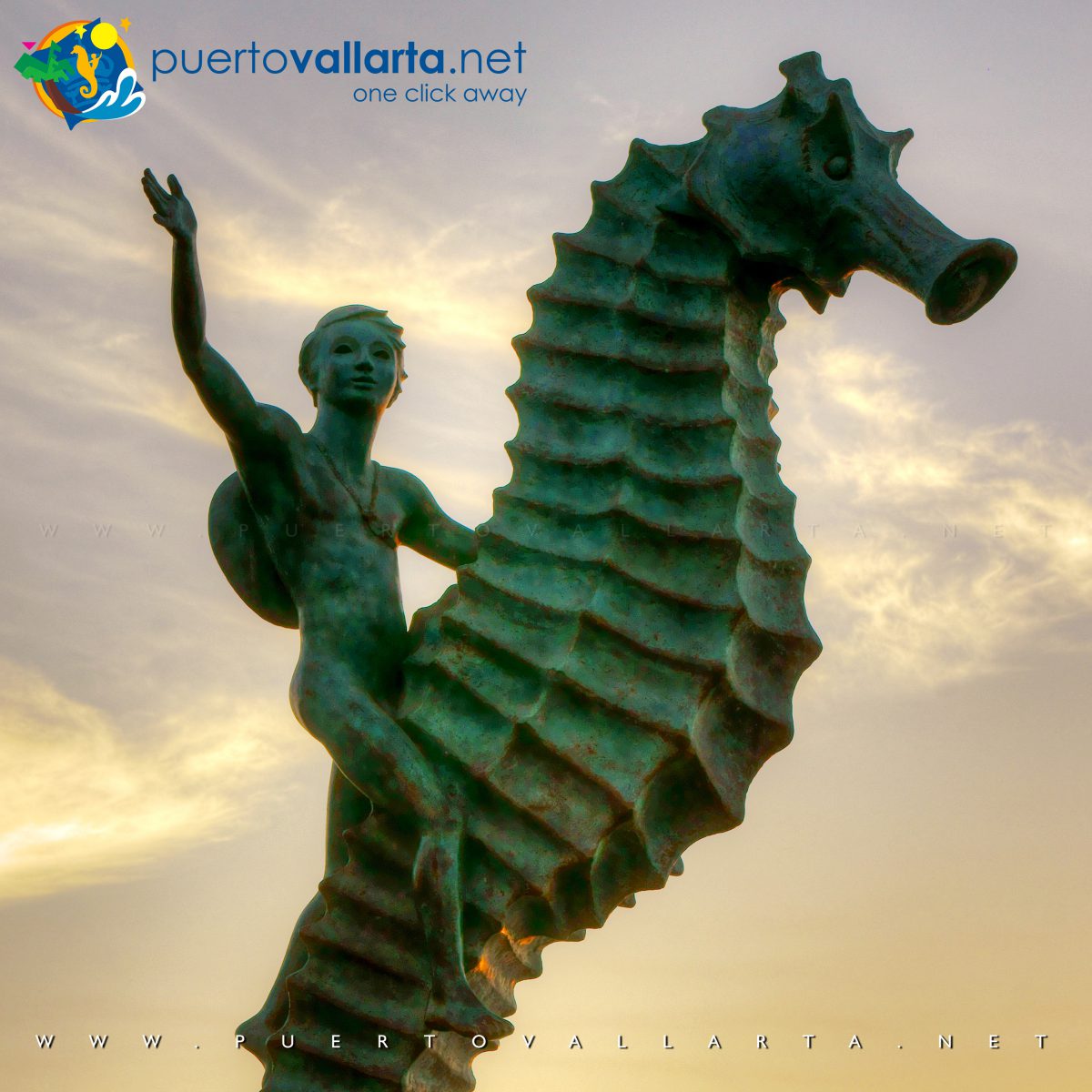 Closeup of The Boy on the Seahorse (1976) Rafael Zamarripa Castañeda, Puerto Vallarta Malecon