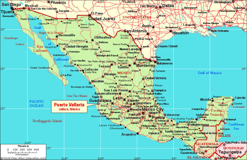 Road map and cities of Mexico