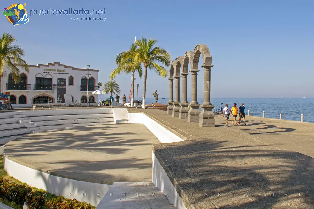 The Malecon Arches by Aquiles Serdan amphitheater and the Naval Museum