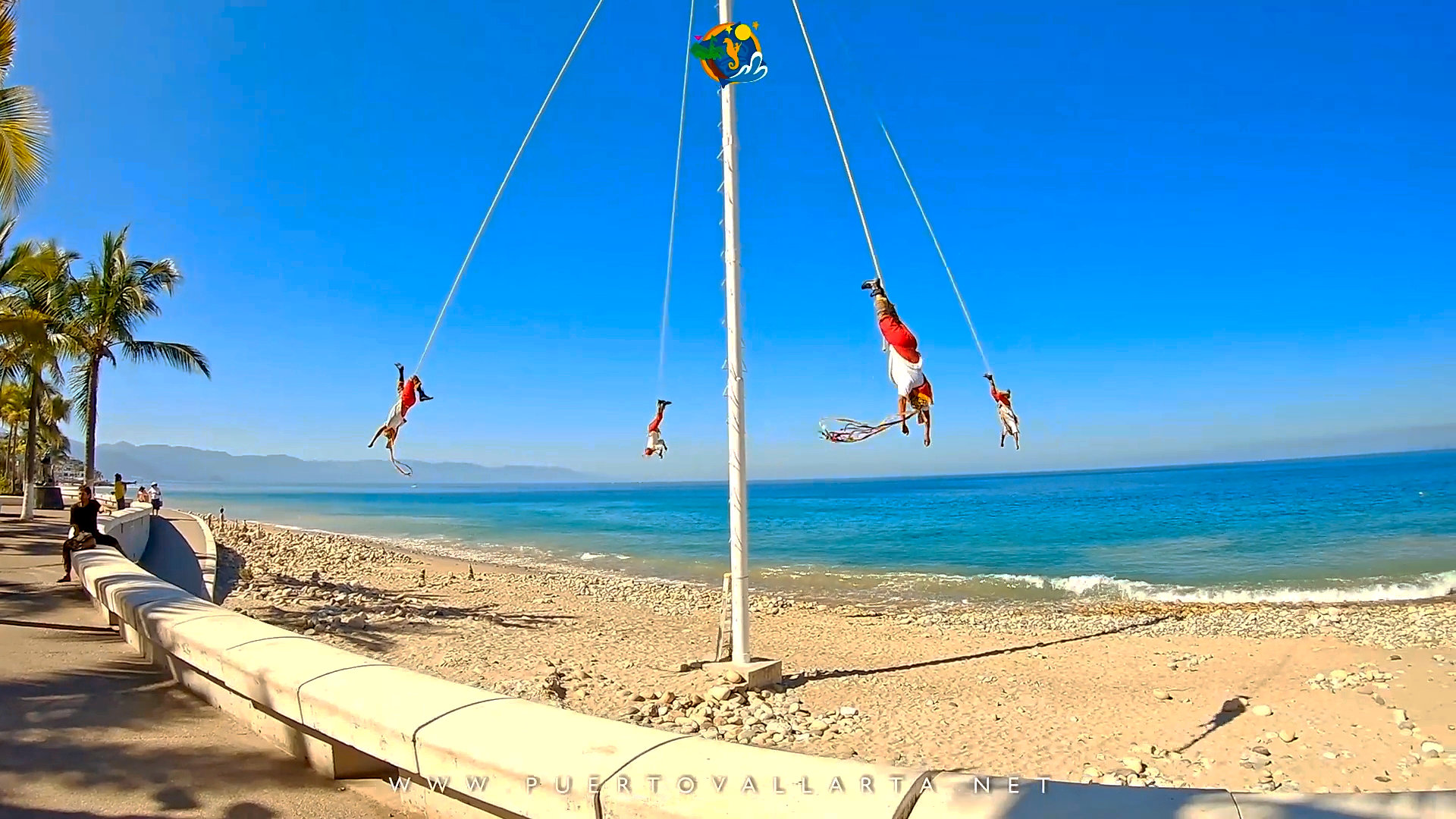 Voladores de Papantla (Pole Flyers) on the Puerto Vallarta Malecon