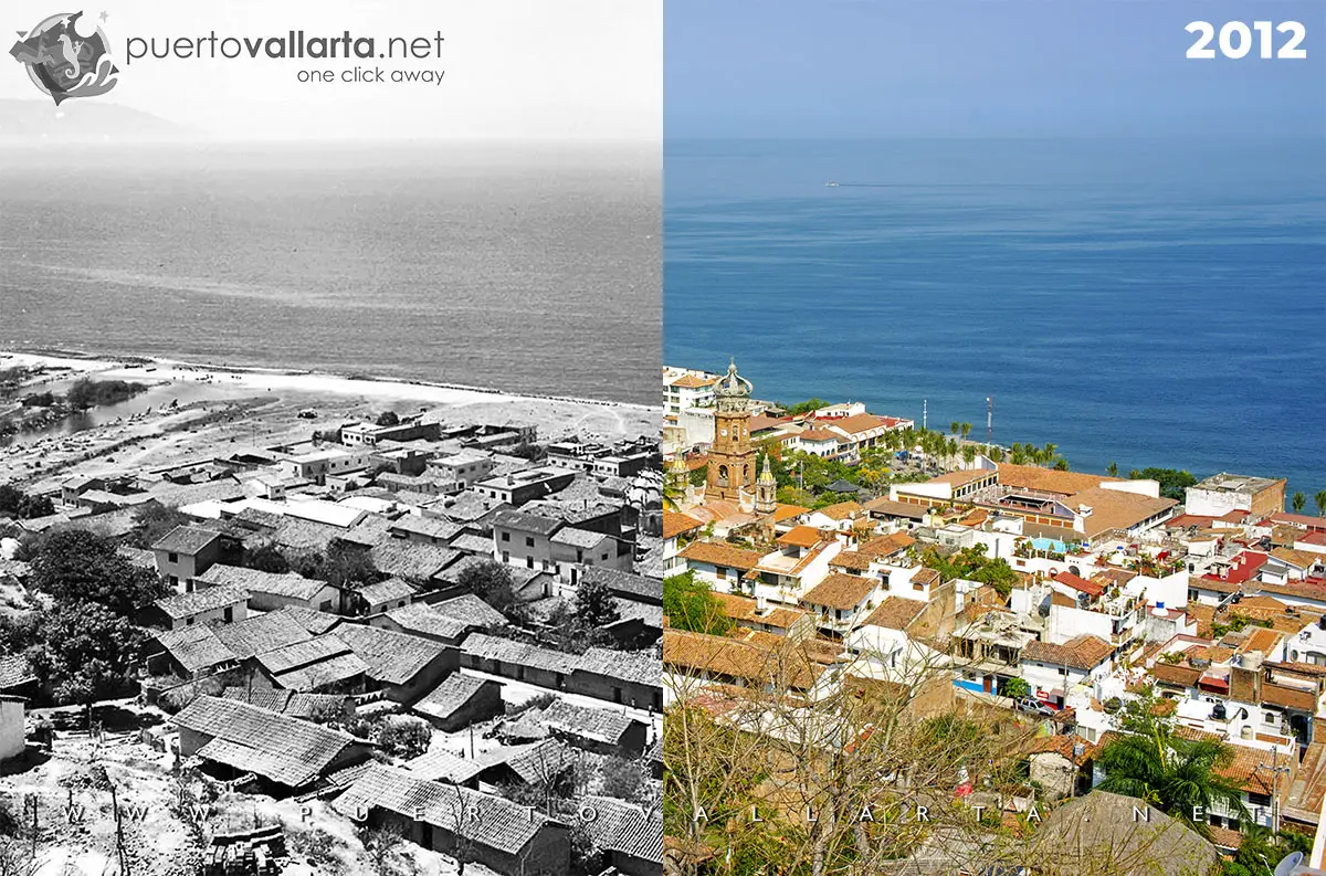 Downtown Puerto Vallarta 1956 vs 2012