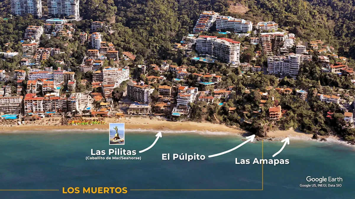 Las Pilitas y El Púlpito, Playa Los Muertos - Playa Las Amapas, Puerto Vallarta