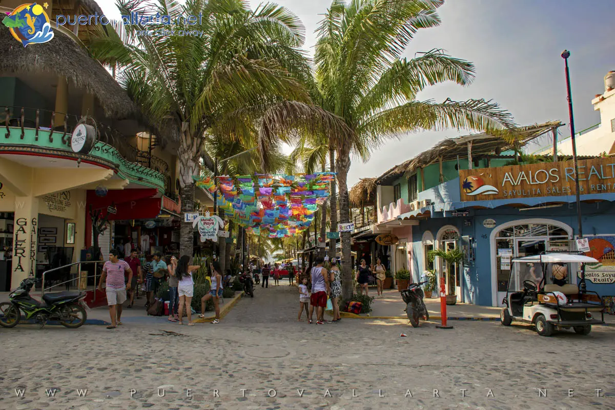 Corner of Revolucion Street and Delfines Street, downtown Sayulita