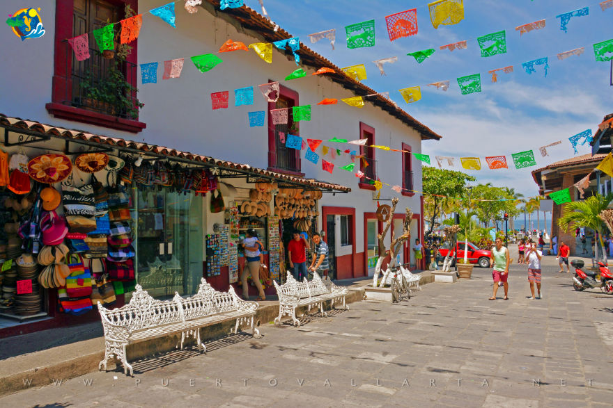 Independencia Street by the local Parish in downtown Puerto Vallarta Mexico