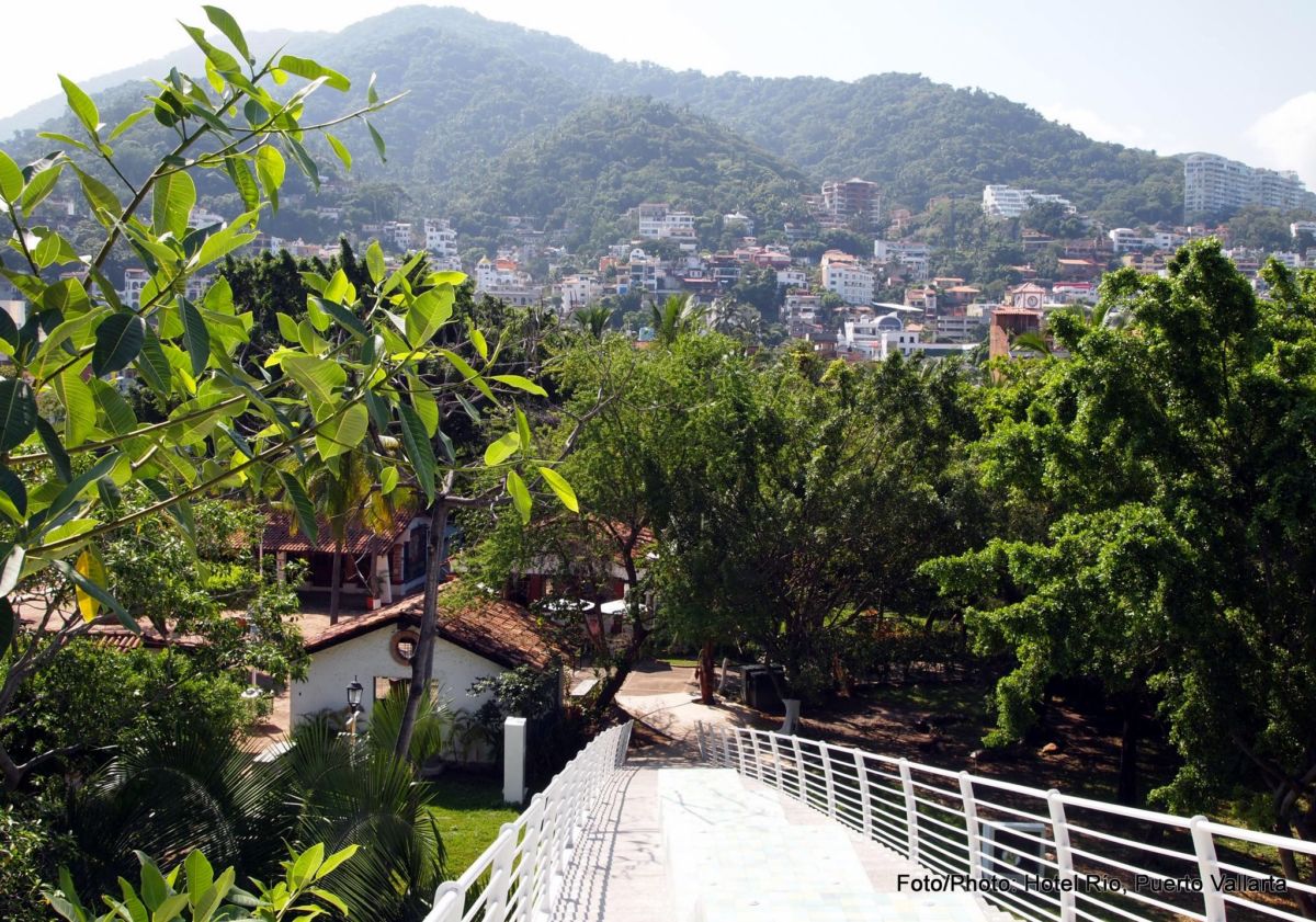 View from La Iguana Bridge overlooking the Cuale River Island