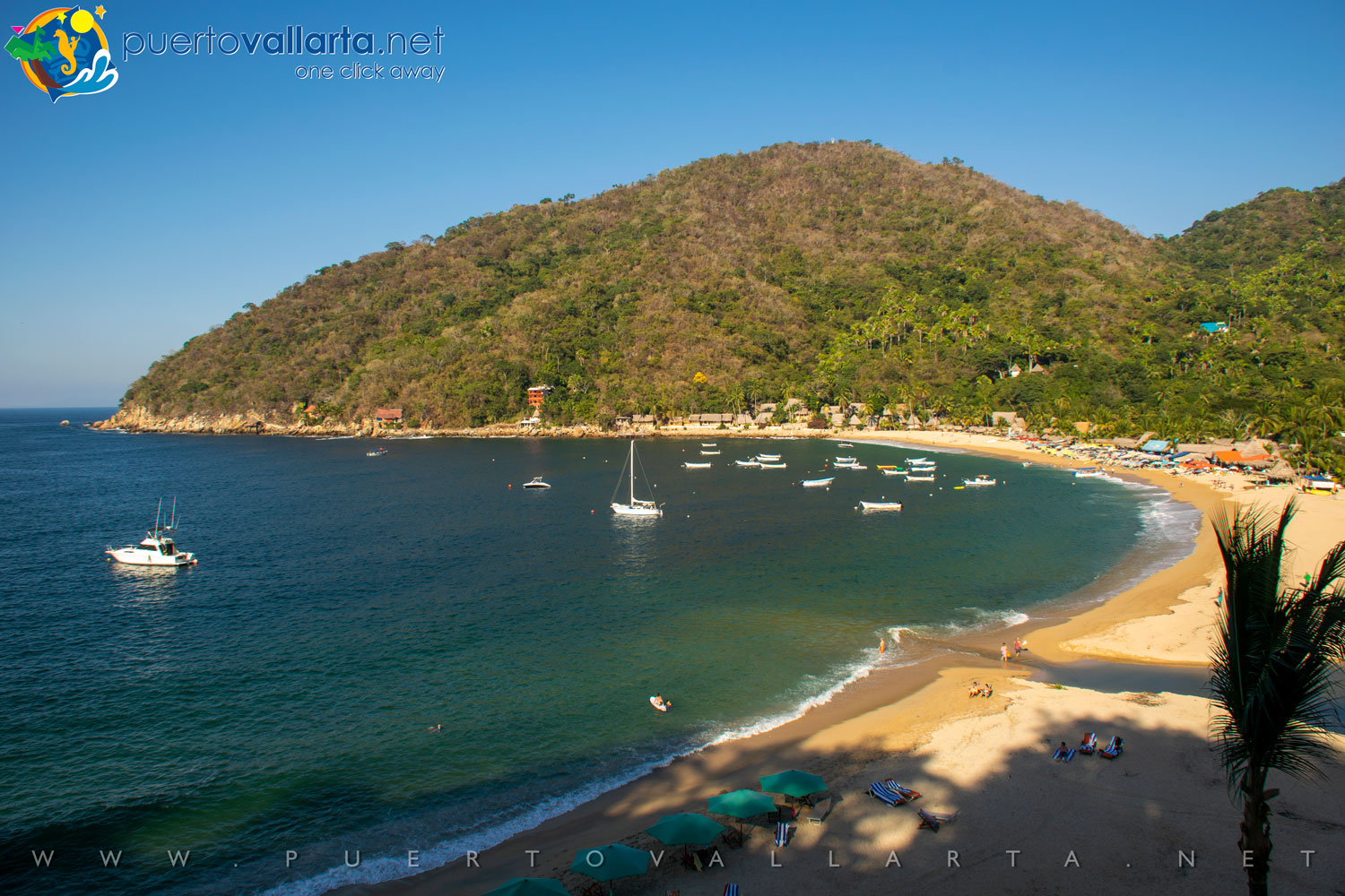 Yelapa's Main Beach from the west and the Bay (Cabo Corrientes, Jalisco, Mexico)