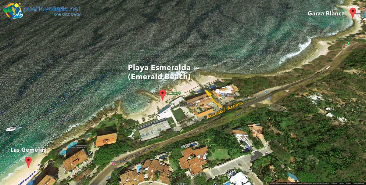 Acceso a Playa Esmeralda y ubicación
