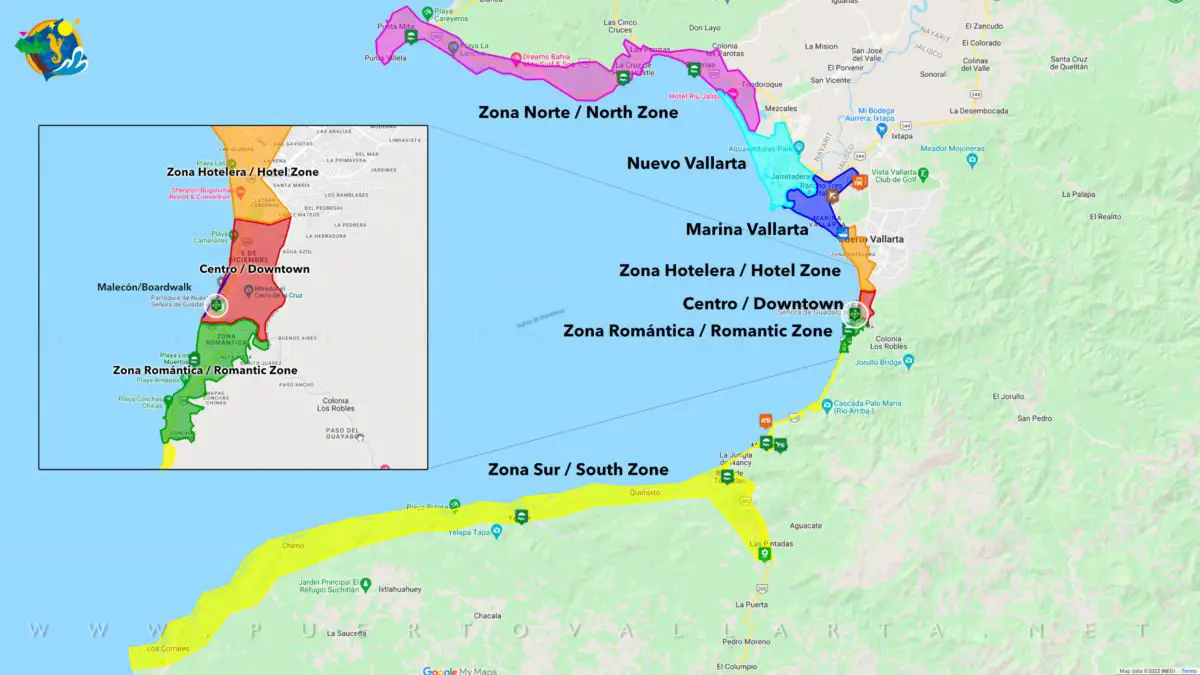 Mapa de las zonas de Puerto Vallarta