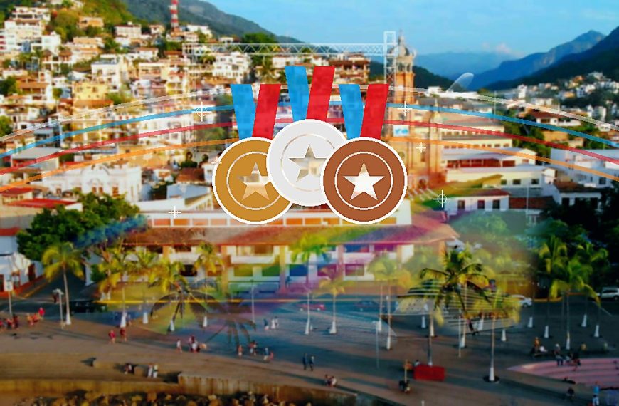 Puerto Vallarta sports-medal collage celebrating local athletes winning international medals