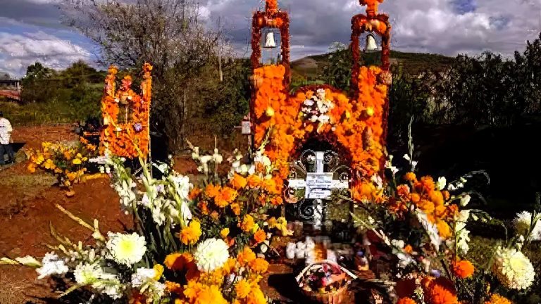 Marigold Day of the Dead ofrenda representing Puerto Vallarta November family celebrations