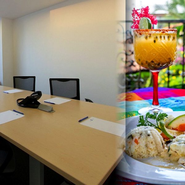 Meeting room and restaurant table in Puerto Vallarta, illustrating hospitality and visitor-service training