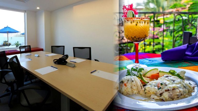 Meeting room and restaurant table in Puerto Vallarta, illustrating hospitality and visitor-service training